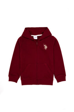 Erkek _ocuk Bordo Fermuarl_ Kap__onlu _rme H_rka