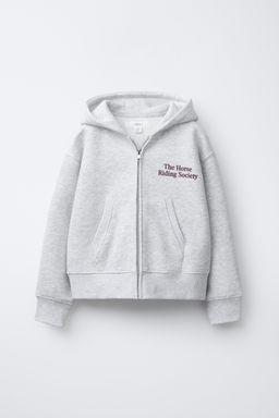 TEXT PRINT ZIP-UP HOODIE
