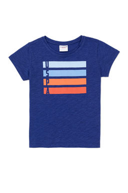 Синяя базовая футболка с круглым вырезом для девочек Неожиданная скидка в корзине