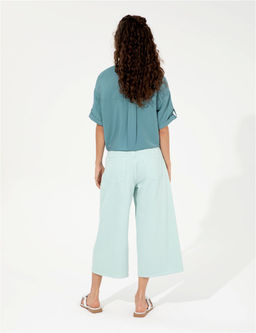 A__k Mavi Flare Cropped Kanvas Pantolon - Pierre cardin фото 4