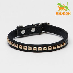 Ошейник рифленый Грани, 33 х 1,2 см, ОШ 23-29, чёрный