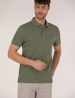 Haki Regular Fit Polo Yaka Basic Ti__rt