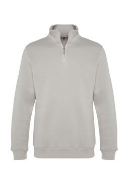 Gri Regular/Normal Kesim Dik Yaka Fermuarl? Pamuklu Basic Ici Polar Sweatshirt TMNAW24SW00041