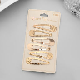 Цена за 3 шт. Невидимки для волос «Ажурная», набор 6 шт., ассорти, 5 см, золото