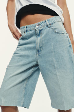 TRF RIPPED MID-RISE DENIM JORTS - Zara фото 2