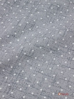 Рогожка Белый горох на сером меланже №5, ш.1.5м, хлопок-100%, 165гр/м.кв