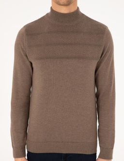 Vizon Melanj Slim Fit Yar_m Bal_k__ Yaka Triko Kazak - Pierre cardin фото 6