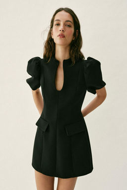 VESTIDO CORTO MANGA ABULLONADA / Negro - Zara фото 11