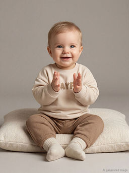 Yaz? Bask?l? Erkek Bebek Sweatshirt ve E?ofman Alt?