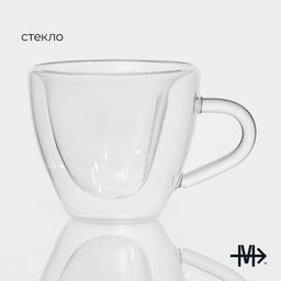 Кружка с двойными стенками Magistro Сердце, 150 мл, 11?8?7.5 см, стекло, прозрачная