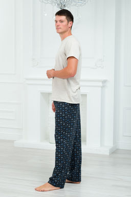 Брюки домашние мужские из кулирки темно-серый макси