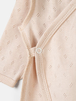 Слип на кнопках "Нюд" из ажурного хлопка 0+