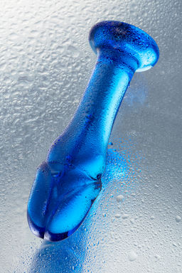 Анальный фаллоимитатор Sexus Glass, стекло, синий, 13 см  фото 8