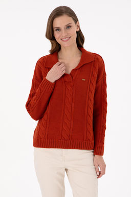 Женский свитер с воротником поло и плиткой Неожиданная скидка в корзине