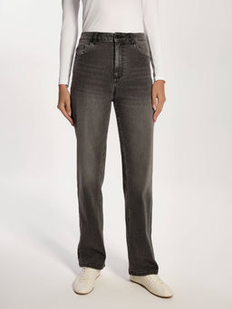 CONTE Графитовые джинсы Basic straight с эффектом потертостей CON-824 grey