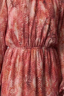 TRENDYOLMILLA Kiremit Sal Desen Gipeli Midi Astarl? Dokuma K?sl?k Elbise TWOAW25EL00142  фото 3