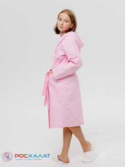 Подростковый вафельный халат с капюшоном светло-розовый В-18 (8)