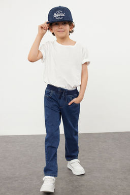 Erkek Cocuk Koyu Mavi Beli Lastikli Esnek Skinny Denim Pantolon Jean TKDSS24PL00014 - Trendyolmilla фото 3