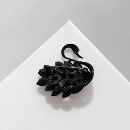 Брошь «Птица», лебедь, чёрная в чёрном металле