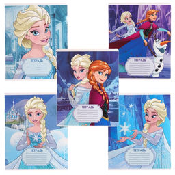 Цена за 20 шт. Тетрадь в клетку 12 листов, 5 видов МИКС, обложка мелованный картон, «Холодное сердце»