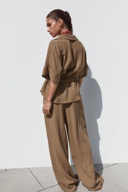 RUSTIC WIDE-LEG TROUSERS - Zara фото 3