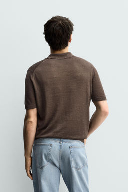 POLO PUNTO REGULAR FIT 100% LINO / Marr?n - Zara фото 4