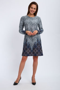 Ночная сорочка из интерлока длинный рукав купон Соня серо-голубой