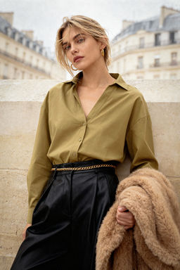 Teen S?rt Buzgu Detayl? Hafif Crop Haki Gomlek TWOAW26GO00040 - Trendyolmilla фото 8