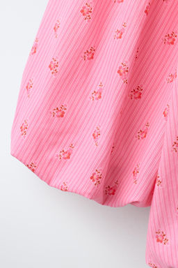 BLUSA ABULLONADA ESTAMPADA FLORES / Rosa - Zara фото 3