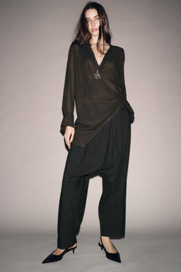ZW COLLECTION ASYMMETRIC WOOL BLEND SURPLICE TOP