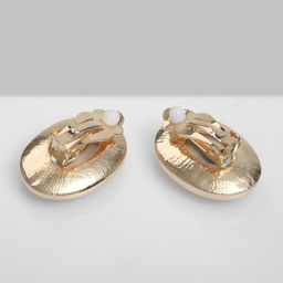 Клипсы для ушей QF «Вечеринка», овалы, цвет золото