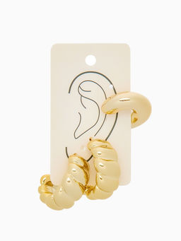 Серьги и каффы QF Плетённый бублик, набор, цвет золото  фото 3