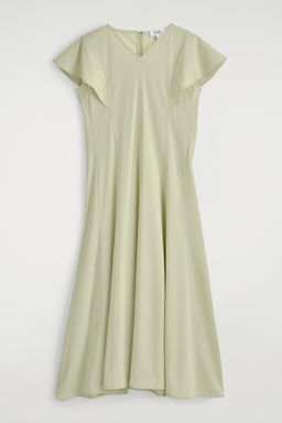 VESTIDO MIDI DE ALGOD?N CON MANGAS P?TALO