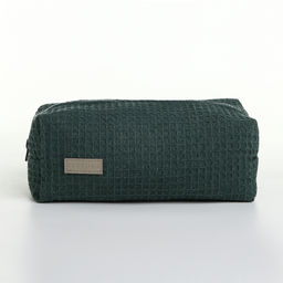Косметичка женская на молнии TEXTURA, объёмная, большая, мягкая, вафельная текстура, зелёная  фото 6