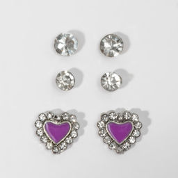 Цена за 2 шт. Пусеты 3 пары «Сердце», цвет МИКС