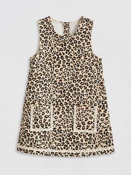 Leopar Desenli K?z ?ocuk Salopet Elbise ve Ti??rt