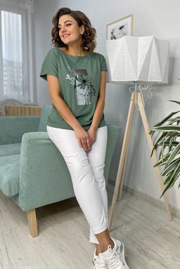 Футболка Rumoda 2054 зеленый+серебро/короткий рукав  фото 2