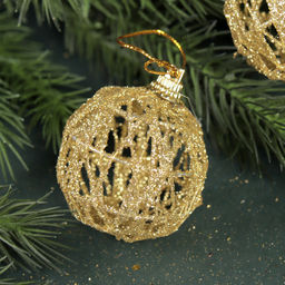 Елочное украшение Шар Ажурный 20 штук 4 см / SF2023-121 /уп 72/ золото - ГалеонТрейд фото 3