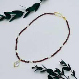 Бусы из Граната с Жемчугом 40 см +