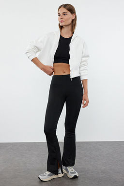 TRENDYOLMILLA Siyah Toparlay?c? Biye ve Fermuar Detayl? Ispanyol Paca Yoga Orme Spor Tayt THMAW25TY00001  фото 2