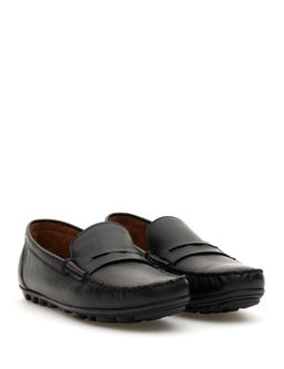 Siyah %100 Deri Loafer Ayakkab_