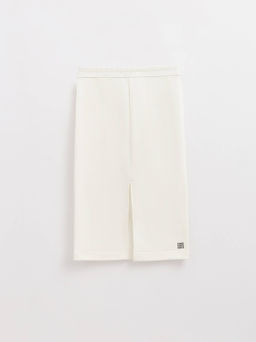 CONTE Юбка прямого кроя из футера с разрезом LU 2592 off-white - Conte elegant фото 3