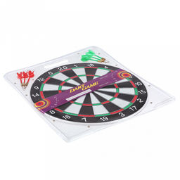 Набор для игры в дартс "В яблочко" д40см, h1см, с дротиками 6шт (красный/зеленый), большой, в блистере с ручкой (Китай)