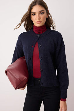 Lacivert More Sustainable Alpaka Yunu Kar?s?ml? Premium/Ozel Iplik Triko H?rka TWOAW26HI00000