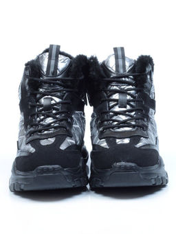 04-8524-4 BLACK Ботинки женские зимние (искусственные материалы)