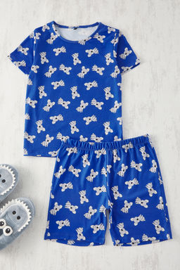 Ekru Erkek Cocuk Bask?l? K?sa Kol T-Shirt-Sort Pijama Tak?m? TKDSS25PT00011 - Trendyolmilla фото 2