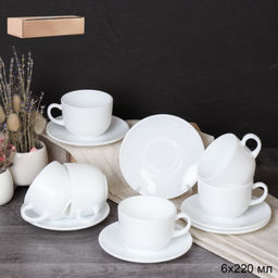 Чайная пара 2 предметов 220 мл белый New GRAY- CB210 GD55-6A (WHITE)