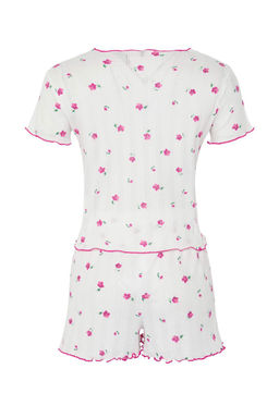 Trendyolmilla Beyaz %100 Pamuklu Cicekli Kurdele/Fiyonklu Fitilli Orme Pijama Tak?m? THMSS25PT00434 фото 12