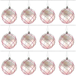 Набор из 12шт Украшение новогоднее Шар "Алмазная сетка", D 8 см, L35 W27 H9 см