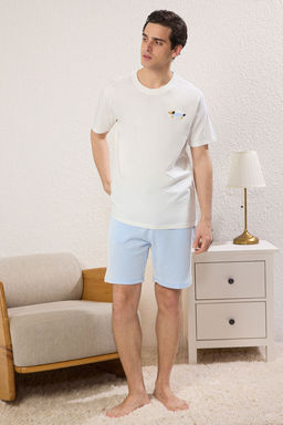 TRENDYOL MAN Siyah Unisex Ekru Regular Fit Koala Nak?sl? Cizgili Orme Pijama Tak?m? TMNSS25PT00007 - Trendyolmilla фото 8